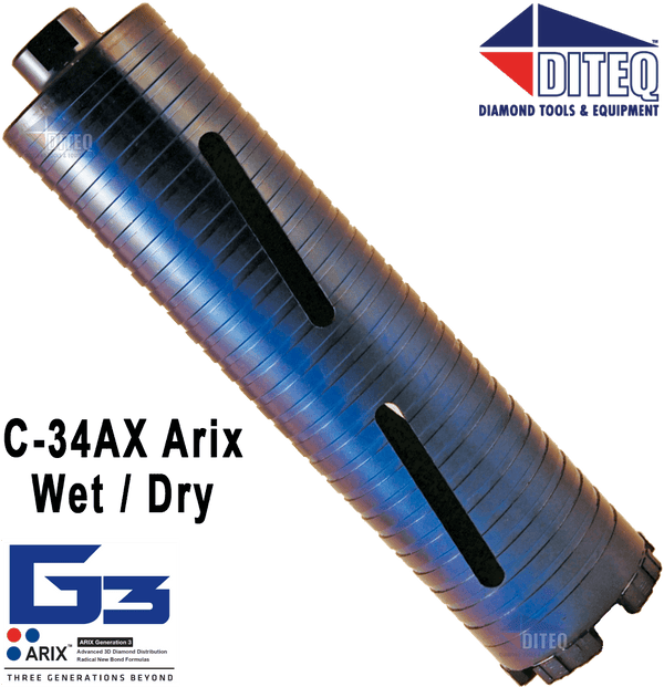 Diteq C-34AX Arix [Short] Dry Concrete Core Bit - 3.5" x 5/8"-11