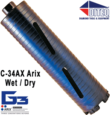 Diteq C-34AX Arix [Short] Dry Concrete Core Bit - 2.5" x 5/8"-11