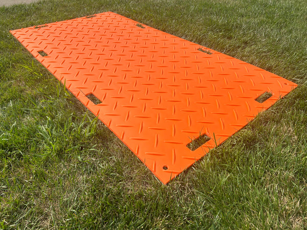 EZG Hogtrax 4' x 8' x .5" Orange Mat $229 (Cleats One Side, V-Pattern On Other)- PLEASE CALL for LTL Freight Shipping