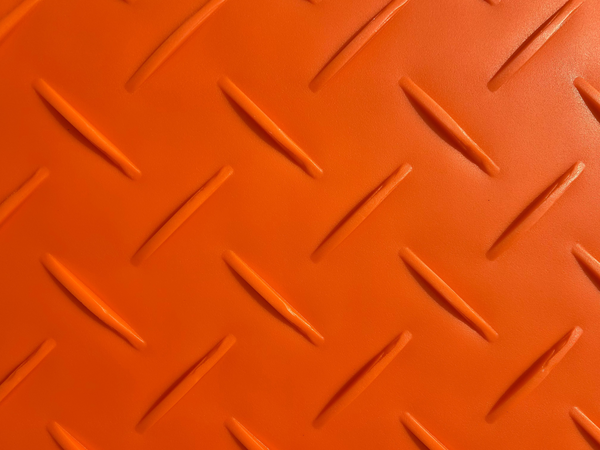 EZG Hogtrax 4' x 8' x .5" Orange Mat $229 (Cleats One Side, V-Pattern On Other)- PLEASE CALL for LTL Freight Shipping