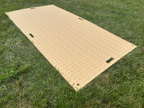 Blue Gator 4' x 8' x .375" Tan Mat $198 (Cleats One Side, V-Pattern On Other)- PLEASE CALL for LTL Freight Shipping