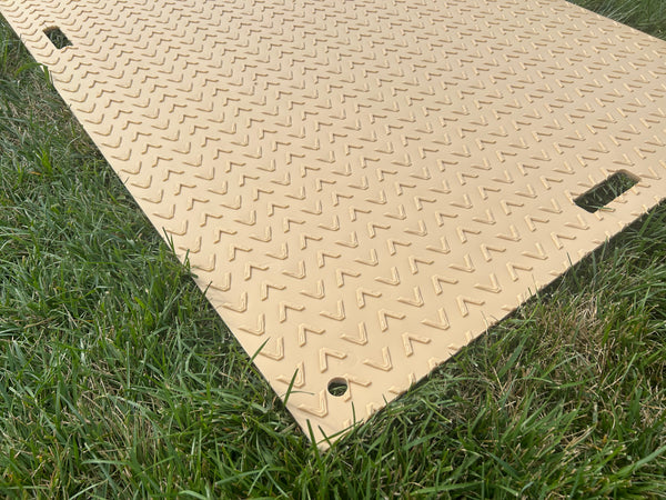 Blue Gator 4' x 8' x .375" Tan Mat $198 (Cleats One Side, V-Pattern On Other)- PLEASE CALL for LTL Freight Shipping