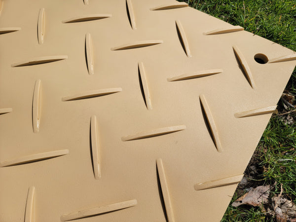 Blue Gator 2' x 8' Tan Mat (Cleats One Side, V-Pattern On Other)- PLEASE CALL for LTL Freight Shipping